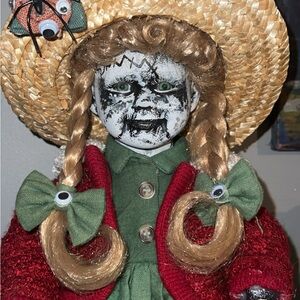 Spooky Doll Costume with Straw Hat for Kids